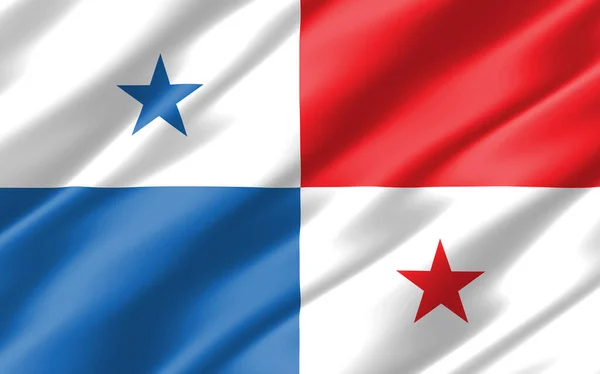 Шовковий Хвилястий Прапор Панамської Графіки Wavy Panamanian Flag Ілюстрація Ризик — стокове фото