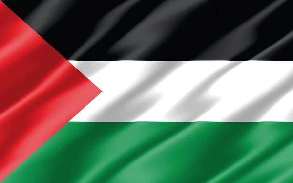 Jedwabna Flaga Palestyny Faliste Palestyńska Flaga Ilustracja Pęknięta Flaga Palestyny — Zdjęcie stockowe