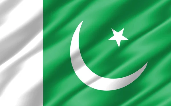 Hedvábná Vlajka Pákistánské Grafiky Vlnitá Pákistánská Vlajka Ilustrace Roztrhaná Pákistánská — Stock fotografie