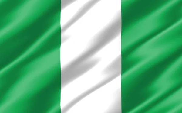 Hedvábná Vlajka Nigerijské Grafiky Ilustrace Vlnité Nigerijské Vlajky Roztrhaná Nigerijská — Stock fotografie