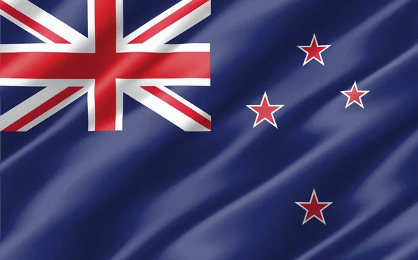 웨이브 Silk Wavy Flag 뉴질랜드의 깃발이다 Wavy New Zealander 플래그 — 스톡 사진