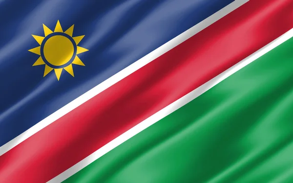Шовковий Хвилястий Прапор Намібії Графіки Wavy Namibian Flag Ілюстрація Різьблений — стокове фото