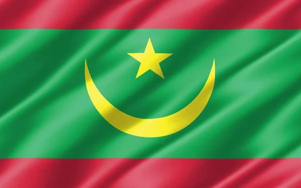 Zijde Golvende Vlag Van Mauritanië Grafische Golvende Mauritaanse Vlag Illustratie — Stockfoto