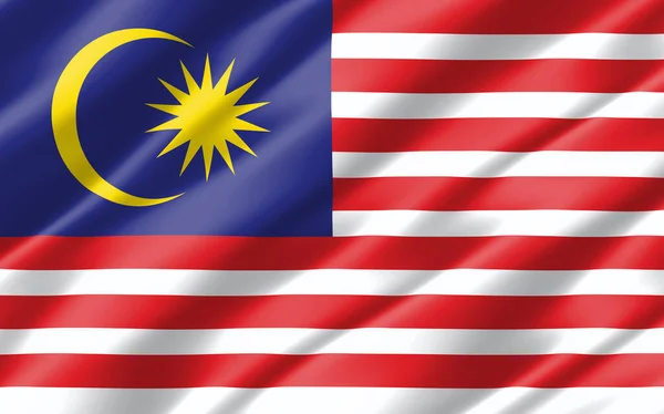 Hedvábná Vlnitá Vlajka Malajské Grafiky Vlnitá Malajská Vlajka Ilustrace Roztrhaná — Stock fotografie