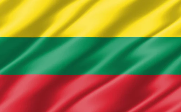 Litvanya Grafiğinin Ipek Dalgalı Bayrağı Dalgalı Litvanya Bayrağı Boyutlu Illüstrasyon — Stok fotoğraf
