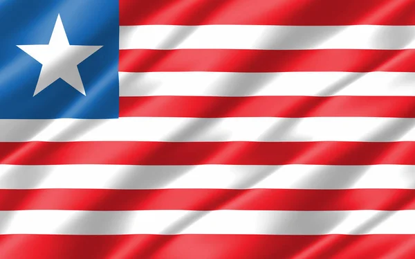 Jedwabna Flaga Liberii Wavy Liberian Flaga Ilustracja Pęknięta Flaga Liberii — Zdjęcie stockowe