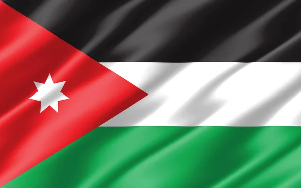 Jedwabna Flaga Jordanii Wavy Jordańska Flaga Ilustracja Porwana Flaga Jordanii — Zdjęcie stockowe