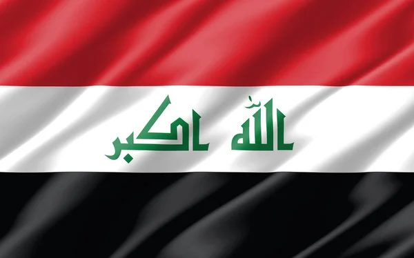イラクのグラフィックのシルク波旗 イラク国旗3Dイラストを振ってください イラクの国旗は自由 愛国心 独立の象徴である — ストック写真