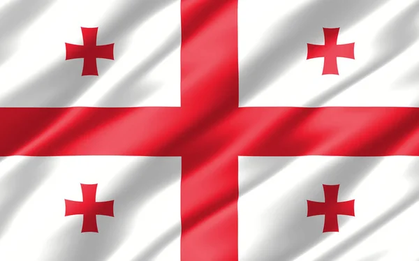 Шовковий Хвилястий Прапор Грузії Wavy Georgia Flag Ілюстрація Рипкий Прапор — стокове фото