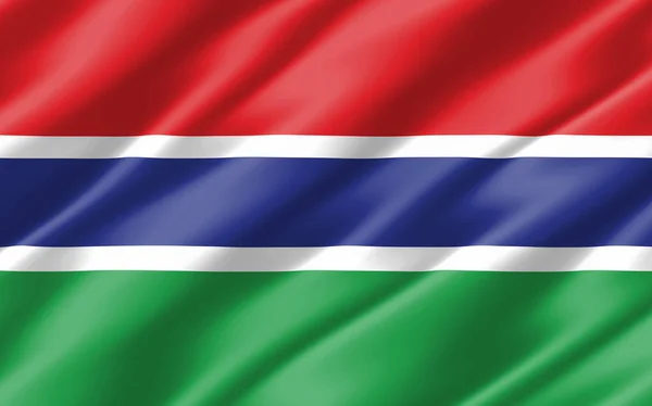 Zijde Golvende Vlag Van Gambia Grafische Golvende Gambiaanse Vlag Illustratie — Stockfoto