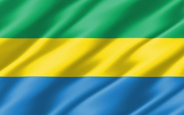 Bandera Ondulada Seda Gabón Gráfico Wavy Gabonese Flag Illustration Inglés — Foto de Stock