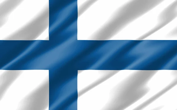 Silk Wavy Flag Finland Graphic Wavy Finnish Flag Illustration Rippled — Stock Photo, Image