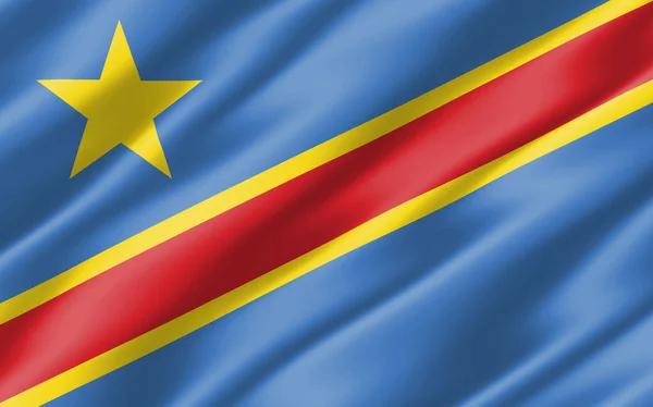 Zijde Golvende Vlag Van Drc Grafisch Golvende Congolese Vlag Illustratie — Stockfoto