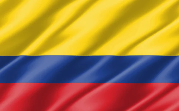 Siden Vågiga Flagga Colombia Grafik Vågig Colombiansk Flagga Illustration Rippade — Stockfoto