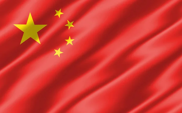 Silk Gelombang Bendera Cina Grafis Ilustrasi Bendera Cina Bergelombang Rippled — Stok Foto