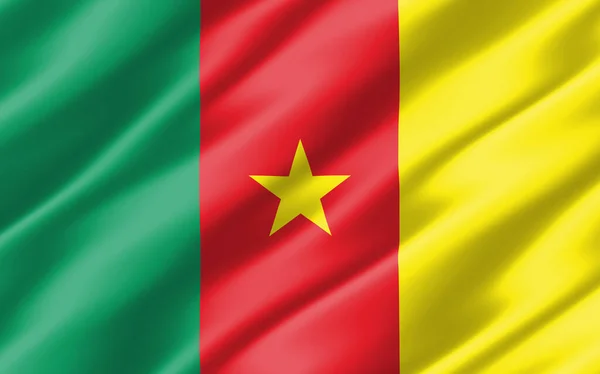 Drapeau Ondulé Soie Cameroun Graphique Drapeau Camerounais Ondulé Illustration Drapeau — Photo