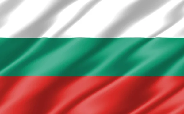 保加利亚的丝绸波纹旗帜 波威保加利亚国旗3D插图 分裂的保加利亚国旗是自由 爱国主义和独立的象征 — 图库照片