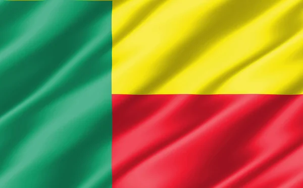 Шовковий Хвилястий Прапор Беніну Wavy Beninese Flag Ілюстрація Порожній Прапор — стокове фото