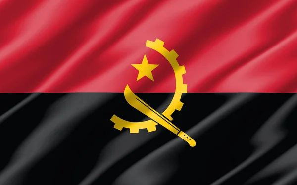 Шовковий Хвилястий Прапор Анголи Wavy Angolan Flag Ілюстрація Ангольський Державний — стокове фото