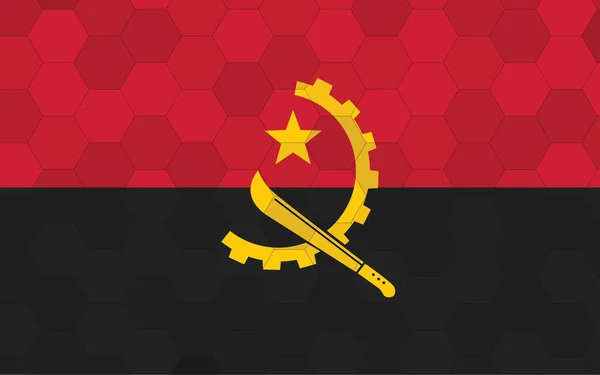Ангольський Прапор Ілюстрації Футуристичний Ангольський Прапор Графіка Абстрактним Шестикутником Фонового — стоковий вектор