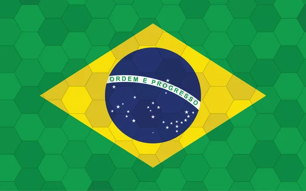 Бразильский Флаг Иллюстрация Футуристическая Графика Бразильского Флага Абстрактным Шестиугольным Фоновым — стоковый вектор