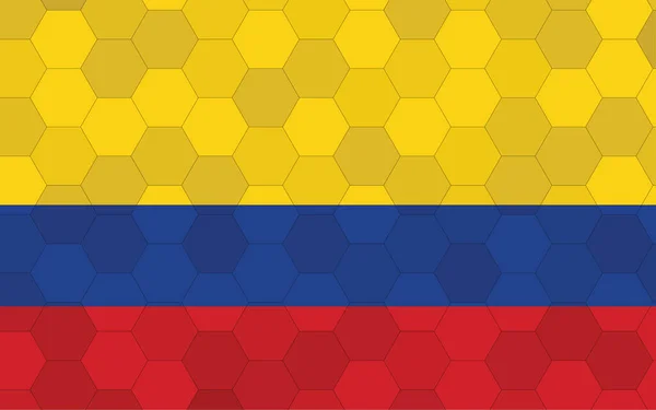 哥伦比亚国旗图解 带有抽象六边形背景向量的未来主义哥伦比亚国旗图形 哥伦比亚国旗象征独立 — 图库矢量图片