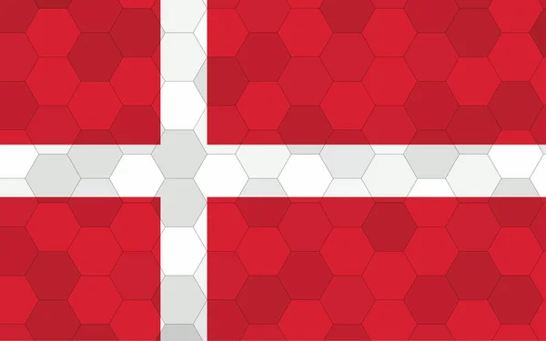Dánia Zászló Illusztráció Futurisztikus Dán Zászló Grafika Absztrakt Hatszög Háttér — Stock Vector