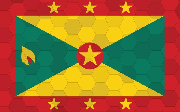 Grenada Flaggan Illustration Futuristiska Grenadian Flagga Grafik Med Abstrakt Hexagon — Stock vektor