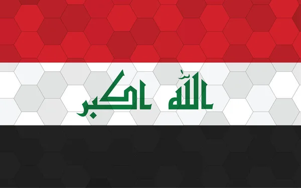 イラク国旗イラスト 抽象的な六角形の背景ベクトルを持つ未来的なイラクの旗のグラフィック イラク国旗は独立を象徴する — ストックベクタ