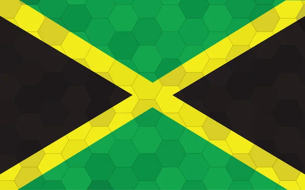 ジャマイカの旗イラスト 抽象的な六角形の背景ベクトルを持つ未来的なジャマイカの旗のグラフィック ジャマイカ国旗は独立を象徴する — ストックベクタ