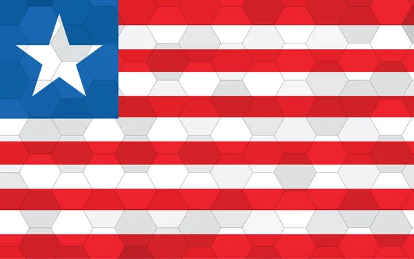 Иллюстрация Флага Либерии Футуристическая Графика Флага Либерии Абстрактным Шестиугольным Фоновым — стоковый вектор