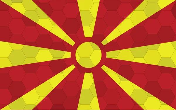 马其顿国旗图解 带有抽象六边形背景向量的未来主义马其顿旗图形 马其顿国旗象征独立 — 图库矢量图片
