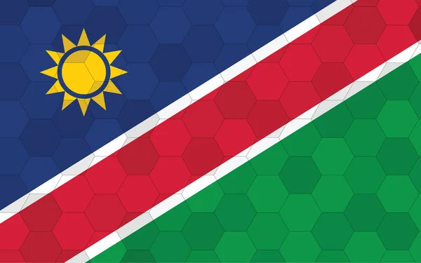 纳米比亚国旗图解 带有抽象六边形背景向量的未来主义纳米比亚国旗图形 纳米比亚国旗象征独立 — 图库矢量图片