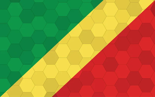 Kongo Flaggan Illustration Futuristiska Kongolesiska Flagga Grafik Med Abstrakt Hexagon — Stock vektor