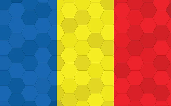罗马尼亚国旗图解 带有抽象六边形背景向量的未来主义罗马尼亚国旗图形 罗马尼亚国旗象征独立 — 图库矢量图片