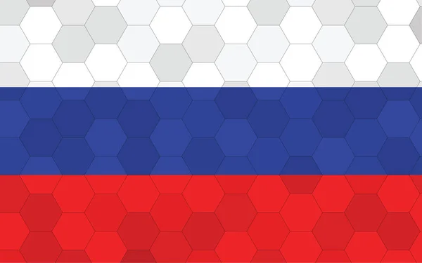 俄罗斯国旗的例子 带有抽象六边形背景向量的未来主义俄罗斯国旗图形 俄罗斯国旗象征独立 — 图库矢量图片