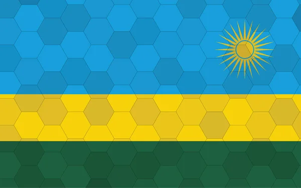 Rwanda Flagga Illustration Futuristiska Rwanda Flagga Grafik Med Abstrakt Hexagon — Stock vektor