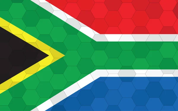 Güney Afrika bayrak illüstrasyonu. Soyut altıgen arkaplan vektörlü gelecekçi Güney Afrika bayrağı grafiği. Güney Afrika ulusal bayrağı bağımsızlığı simgeliyor.