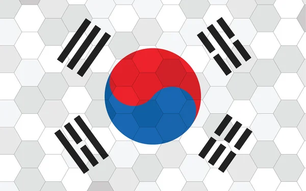 韩国国旗的例子 带有抽象六边形背景向量的未来主义韩国国旗图形 韩国国旗象征着独立 — 图库矢量图片