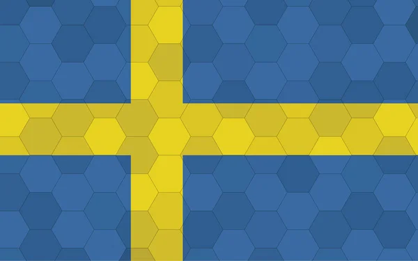 Schwedenfahne Futuristische Schwedische Flaggengrafik Mit Abstraktem Sechseck Hintergrundvektor Schwedens Nationalflagge — Stockvektor