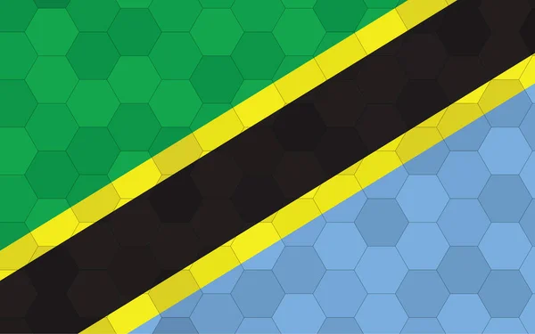 Tanzania Vlag Illustratie Futuristische Tanzaniaanse Vlag Grafiek Met Abstracte Zeshoek — Stockvector