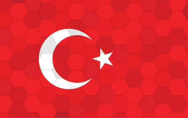 Turkey Flag Illustration Futuristic Turkish Flag Graphic Abstract Hexagon Background — Stock Vector