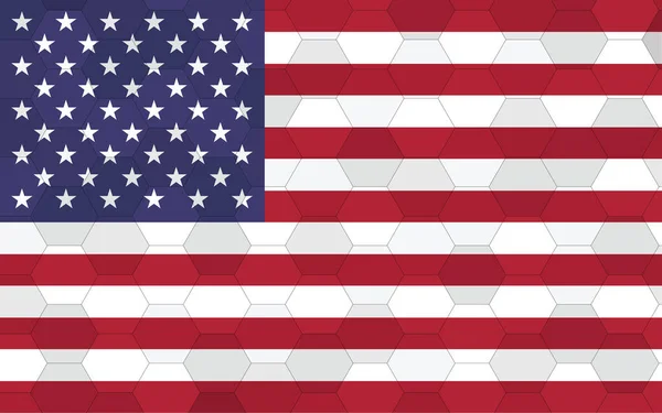 Amerikan Bayrağı Çizimi Soyut Altıgen Arka Plan Vektörü Olan Fütürist — Stok Vektör