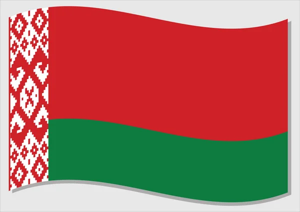 Fahnenschwenken Der Weißrussischen Vektorgrafik Schwingende Weißrussische Flagge Die Weißrussische Flagge — Stockvektor