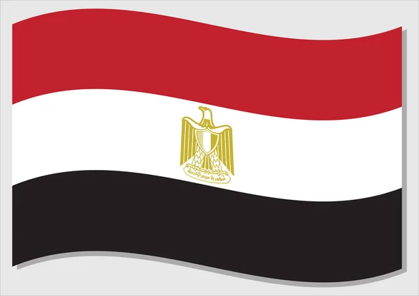 エジプトのベクトルグラフィックの波のフラグ エジプトの旗のイラストを振って 風の中でエジプトの国旗波は自由と独立の象徴です — ストックベクタ
