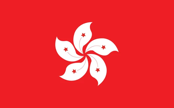 Hong Kong bayrak vektör grafiği. Dikdörtgen Hongkonger bayrak çizimi. Hong Kong bayrağı özgürlük, vatanseverlik ve bağımsızlığın sembolüdür..