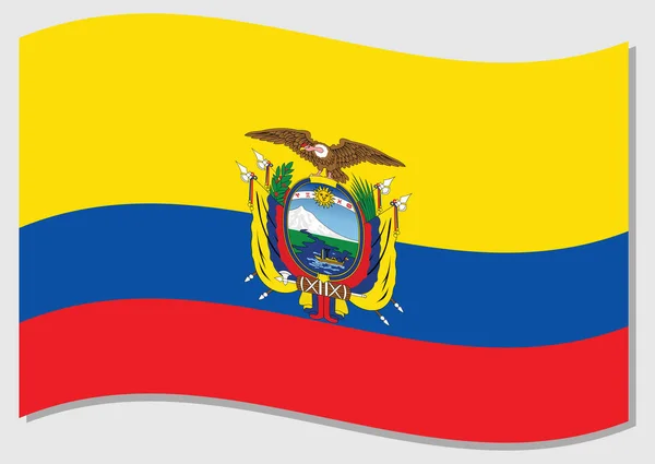 厄瓜多尔矢量图形飘扬的旗帜 挥动厄瓜多尔国旗图解 厄瓜多尔国旗在风中摇曳是自由和独立的象征 — 图库矢量图片