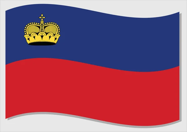 Sventolando Bandiera Del Liechtenstein Grafica Vettoriale Sventolando Illustrazione Della Bandiera — Vettoriale Stock