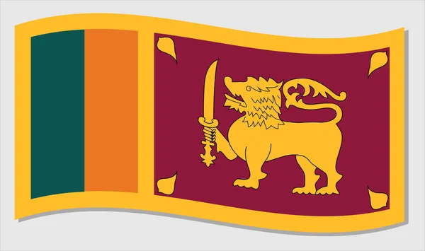 Bandeira Ondulada Tamanho Real Vetor Sri Lanka Ilustração Bandeira Sri —  Vetores de Stock