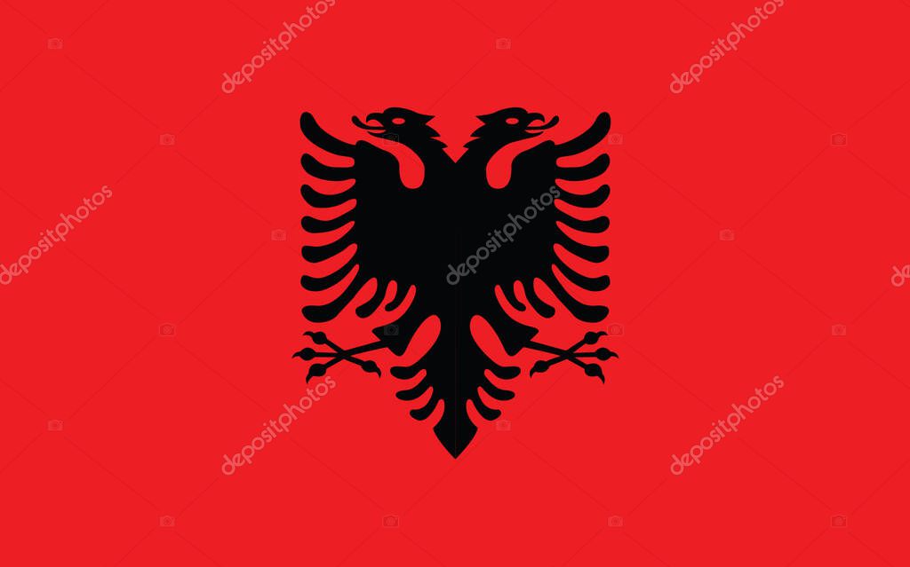 Albania flag vector graphic. Rectangle Albanian flag illustration. Albania country flag is a symbol of freedom, patriotism and independence.